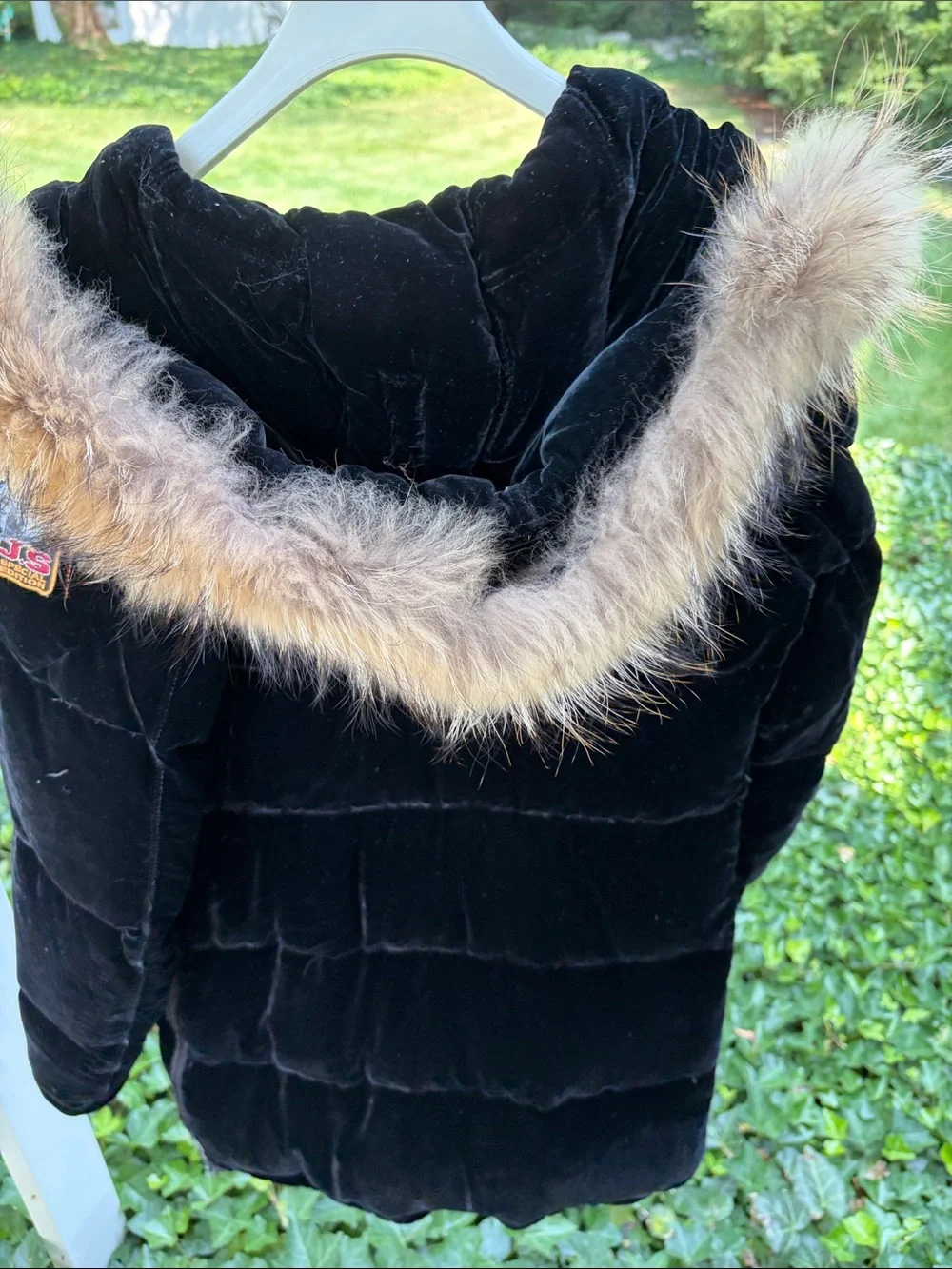 Parajumpers Warm Velvet Down Black Hooded Puffer Coat with Fur Trim